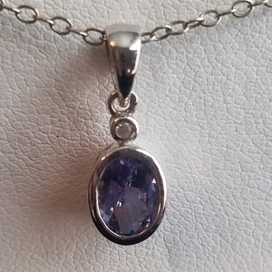 Tanzanite - 925 Sterling Silver 18" Chain